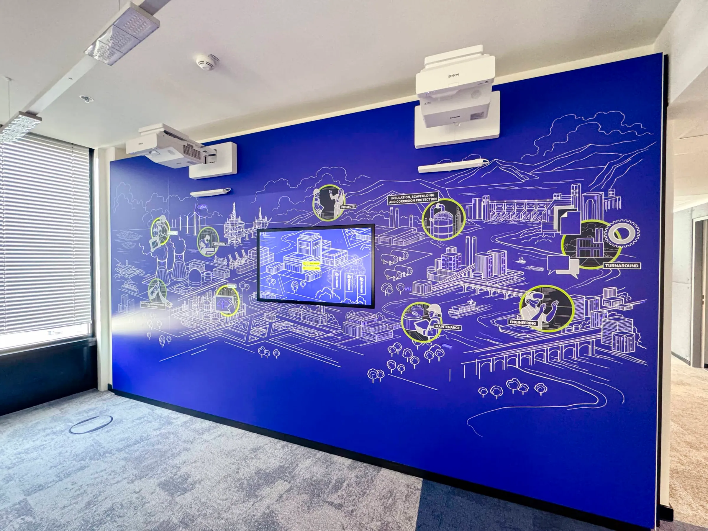Large-format media wall combines projection, touchscreen and sensor technology
