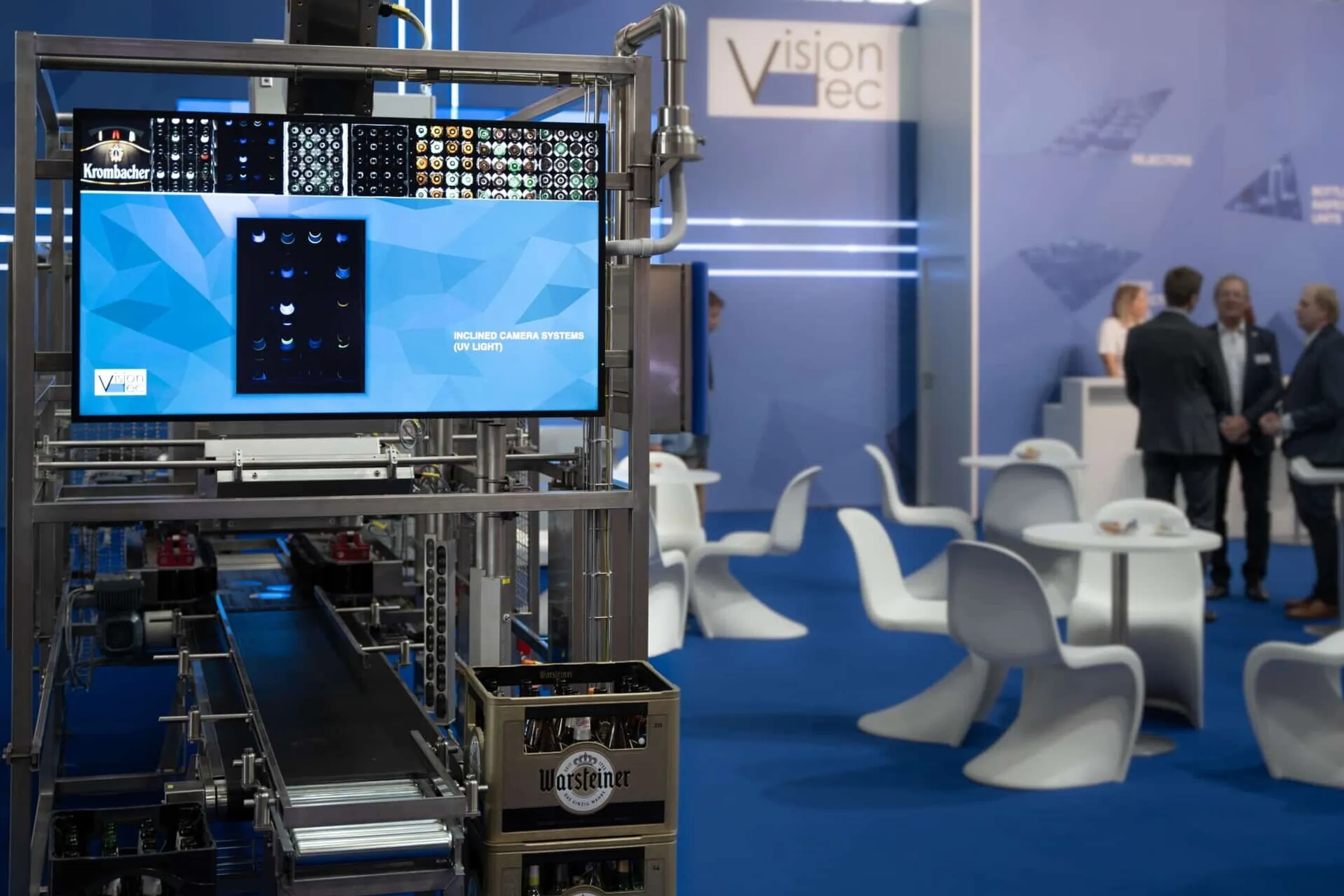 Screen on machine explains the production processes