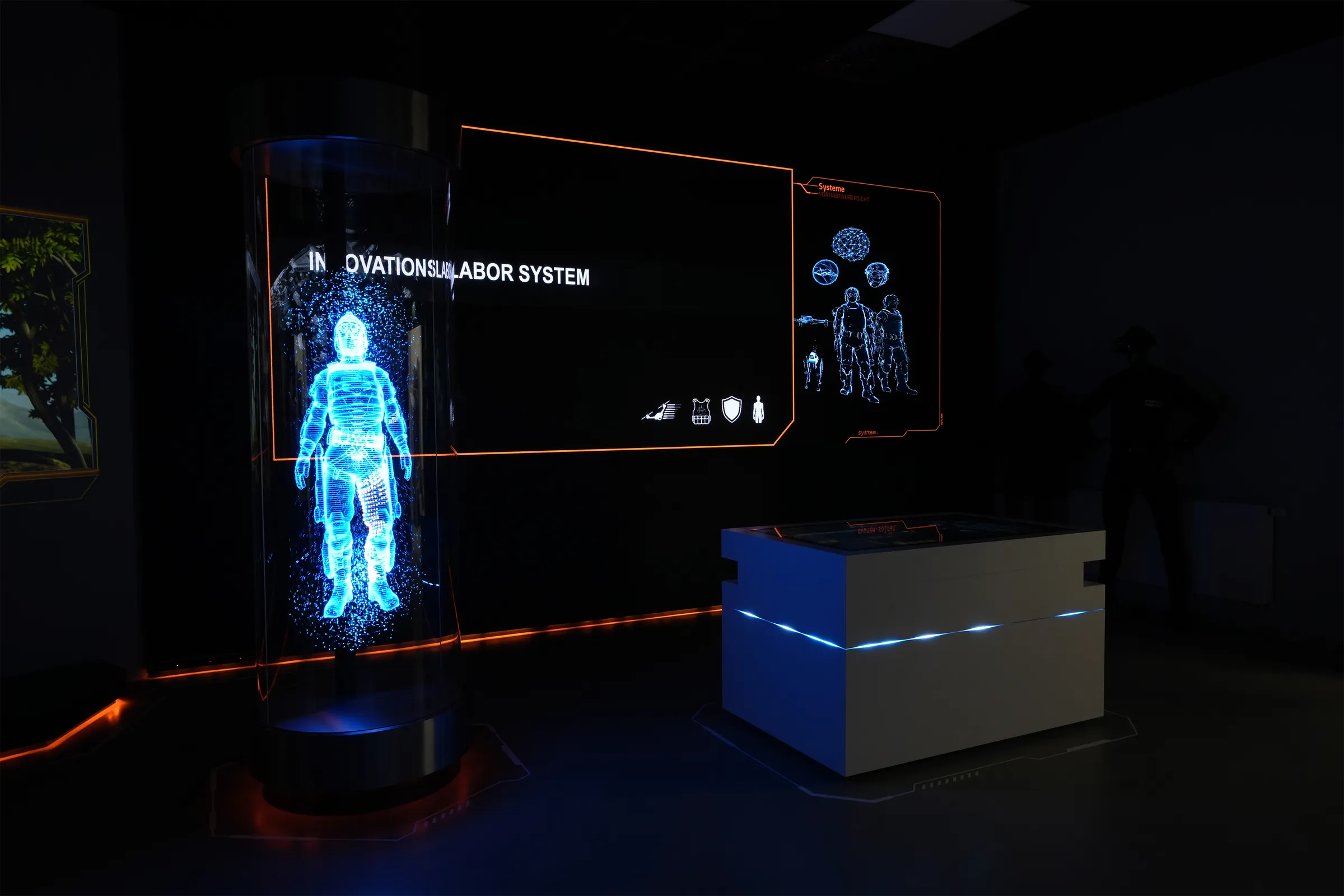Hologram column in the interactive showroom