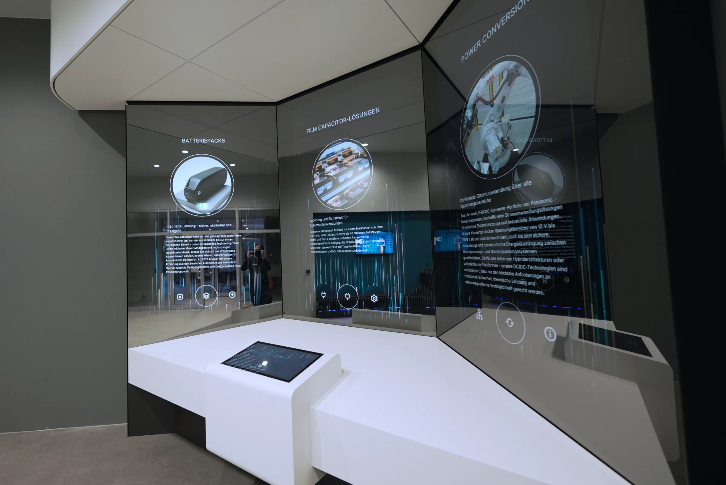 Interactive exhibit featuring hologram screens