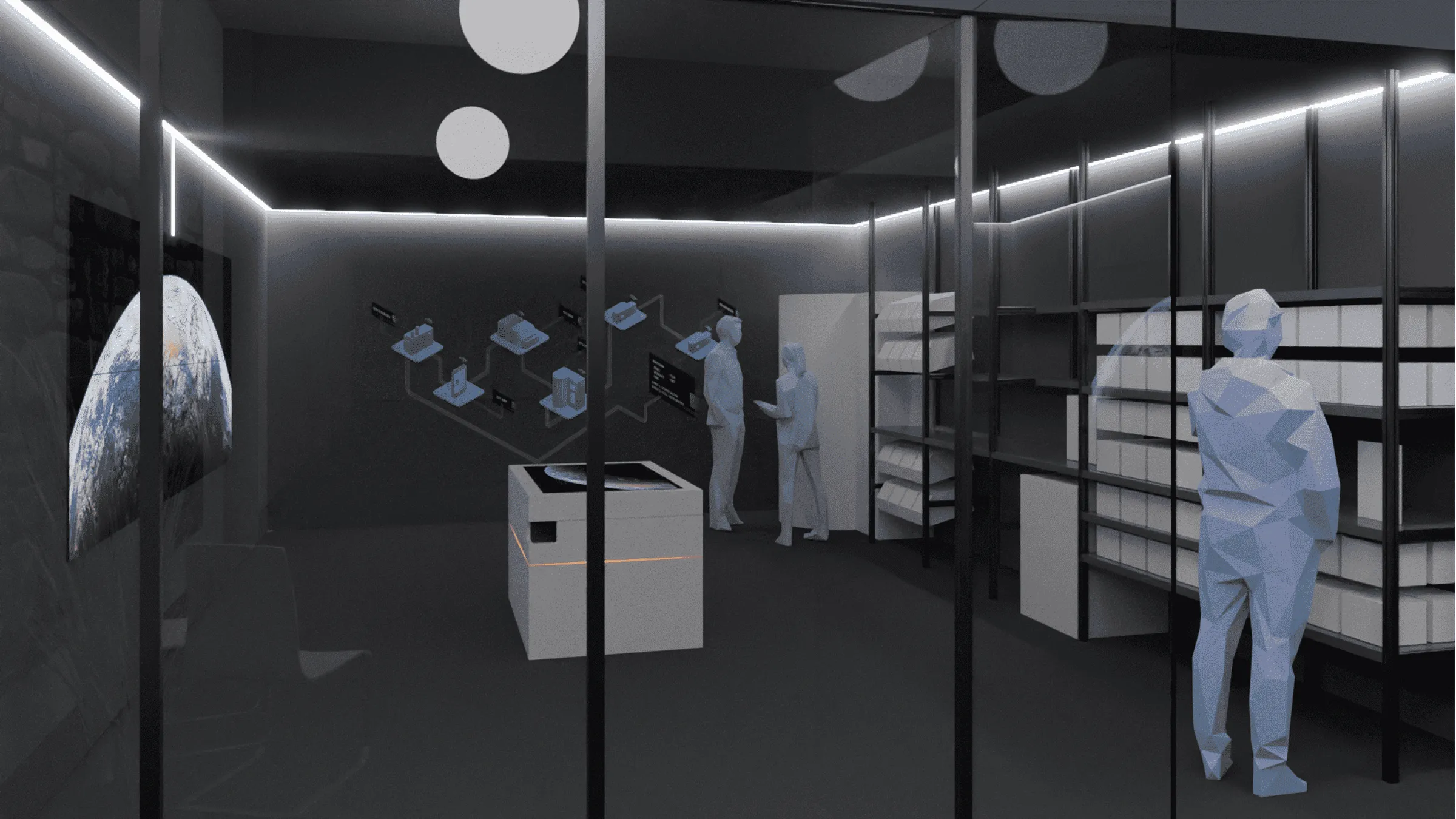 Showroom with open room design and glass front
