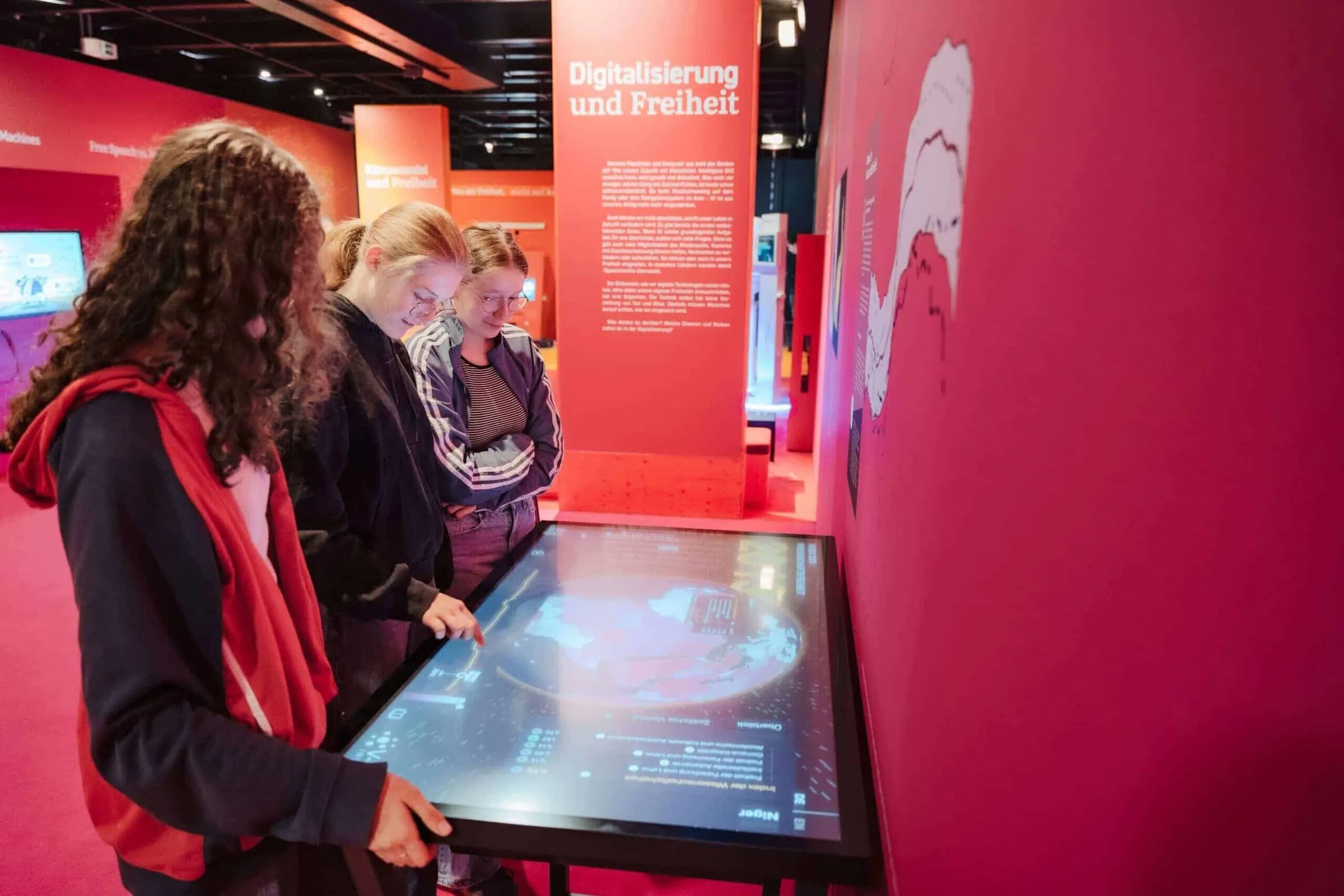 Science exhibit - touch table with interactive globe and time travel